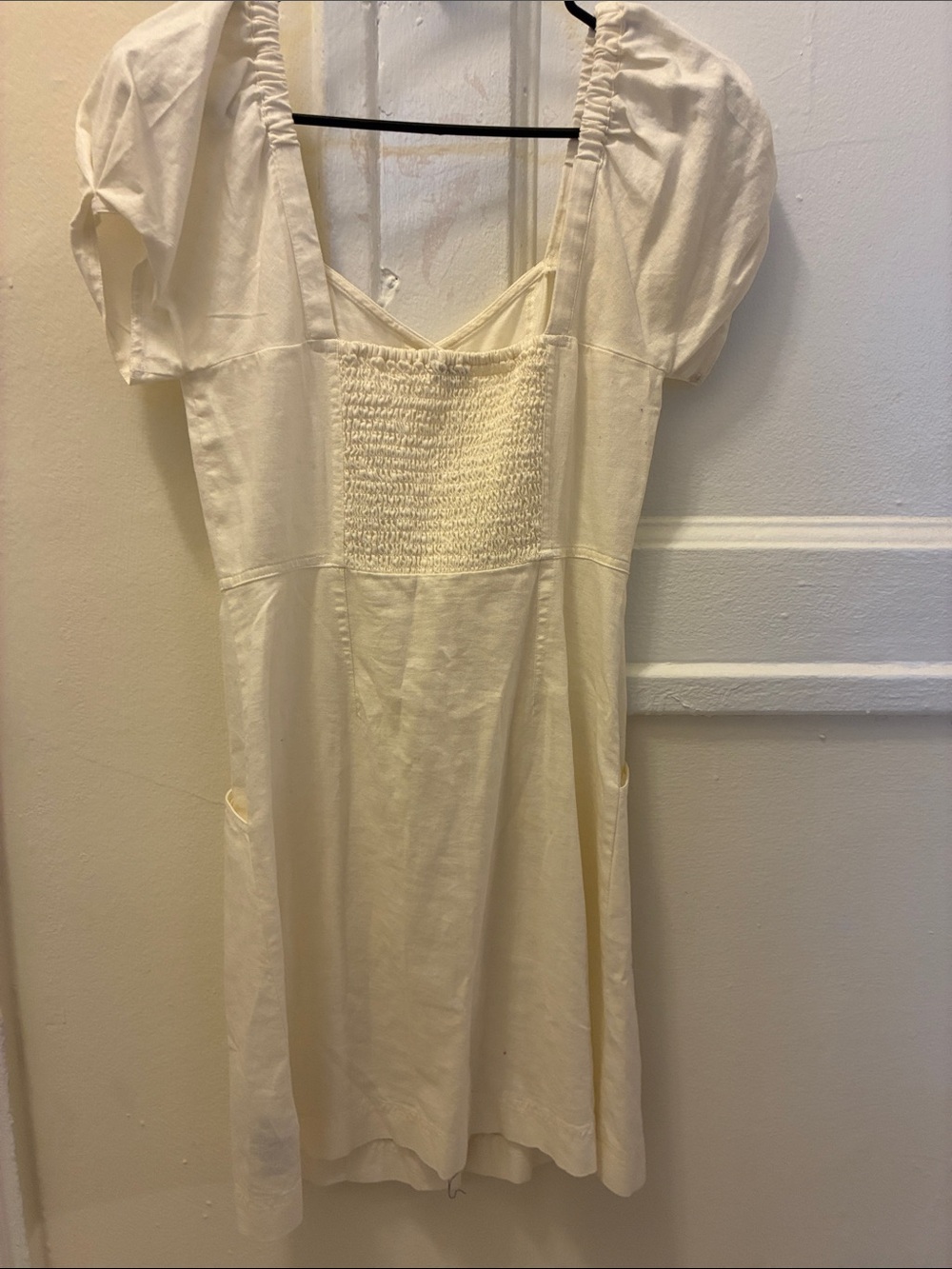 Madewell Ivory Button-Front Puff Sleeve Mini Dress - Picture 4 of 5